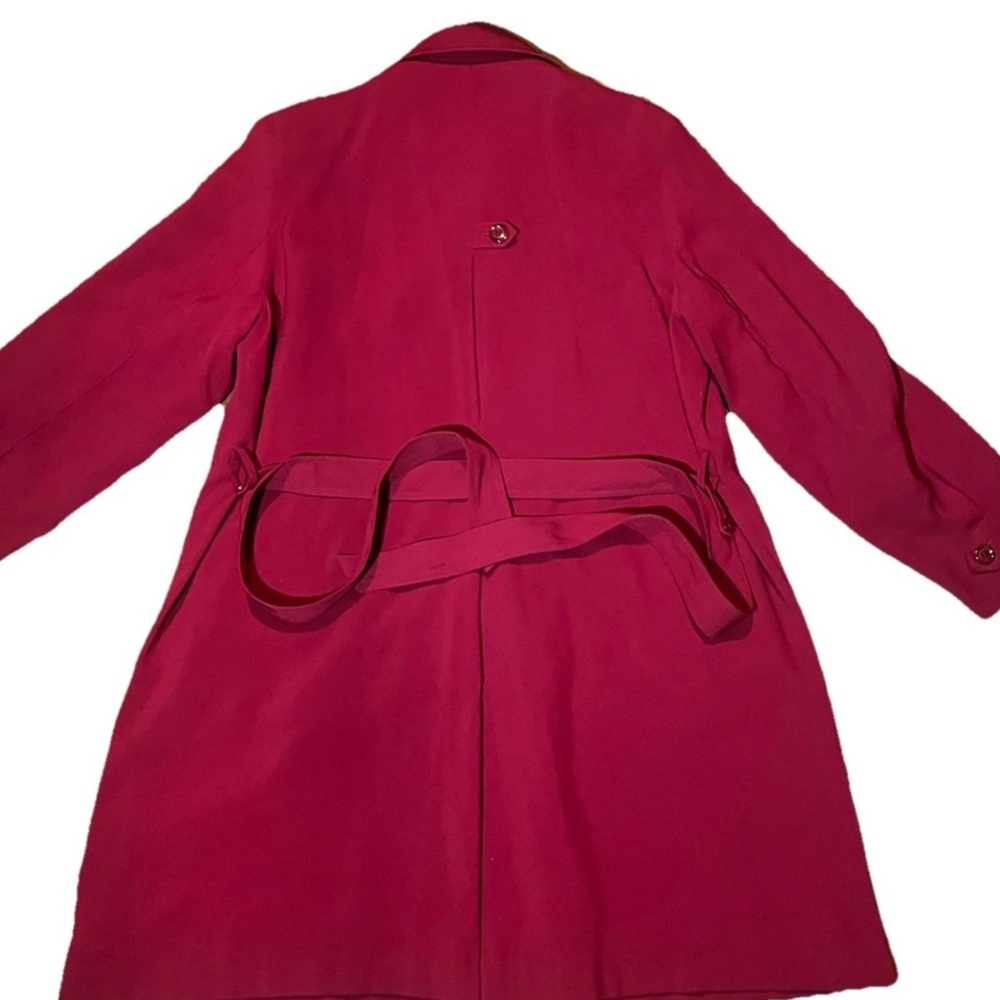 Gallery Womens Trench Coat Cotton Blend Red Size L - Picture 6 of 16